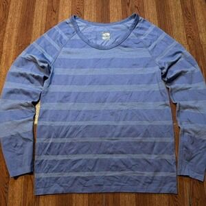 The North Face Blue Striped Women's Retro Tech Sleeve Shirt Large